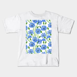 Watercolor cornflower pattern Kids T-Shirt